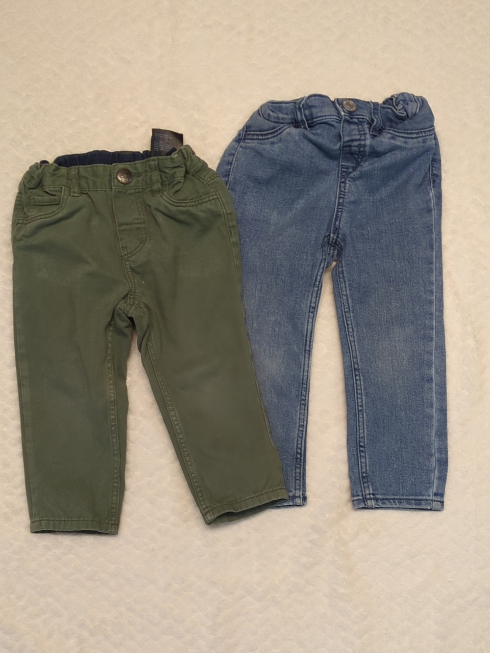 H&M Olive Green and Light Blue Kids Jeans Set